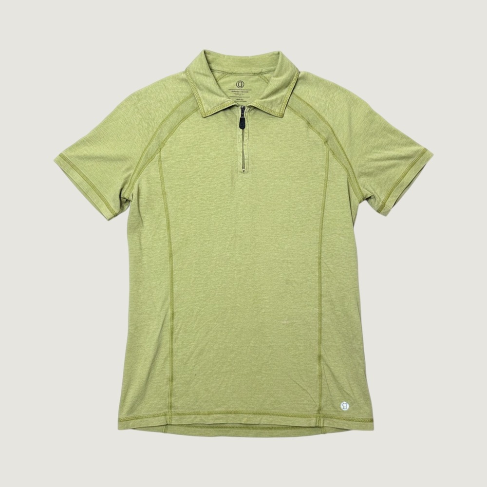 Gramicci NPT Hemp Organic Cotton Quarter Zip Polo Shirt Green Mens Small Outdoor